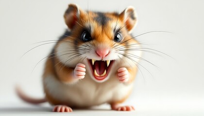 Hamster with Teeth Bared Making Angry Face in a Funny Way