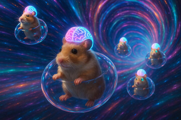 Landscapes of Brainy Hamsters in Bubble Spaceships