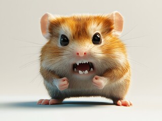 Aggressive Hamster: A Close-Up, Furry Portrait with Playful Menace