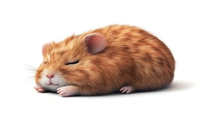 sleeping hamster on white background