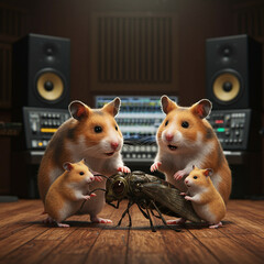 Hamster Family's Musical Rescue: A Heartwarming Display of Compassion in Studio.